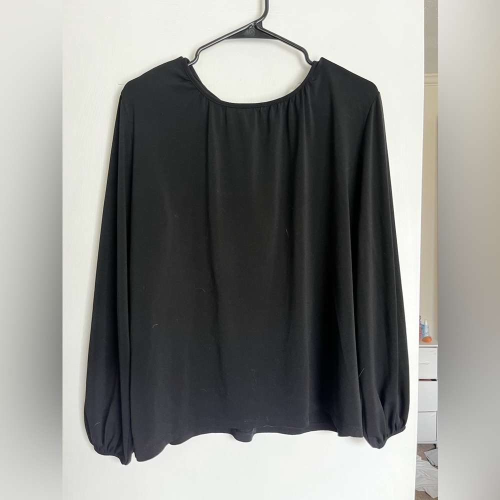 H&M Black Cuffed Sleeve Relaxed Blouse